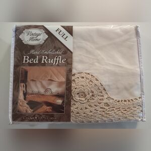 NEW Crochet Bed Dust Ruffle Skirt Full Size Hand Embellished Vintage Home